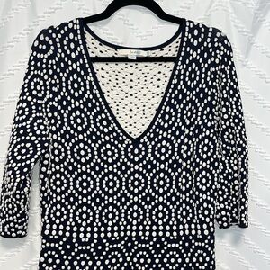 Boden Navy and White Polka Dot Midi Dress